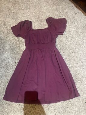 Old Navy Plum Puff Sleeve Square-Neck Dress
